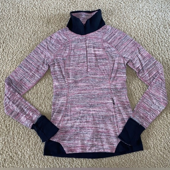 Lululemon Runderful 1/2 Zip Space Dye Camo Berry Rumble Multi Black Size 4 - Picture 3 of 7